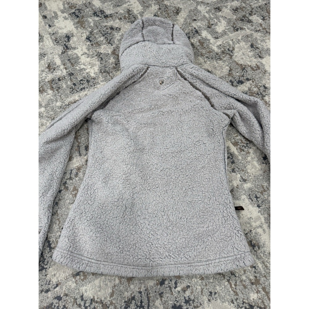 Kuhl Jacket Women XS Flight Sherpa Fleece Beige Oatmeal Fleece Hooded Full Zip - Picture 9 of 11